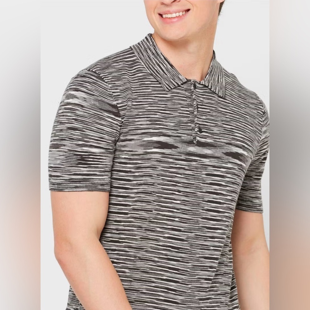 TED BAKER LONDON SPACE DIE SPACE POLO SHIRT BLACK & WHITE SMALL - Picture 3 of 10